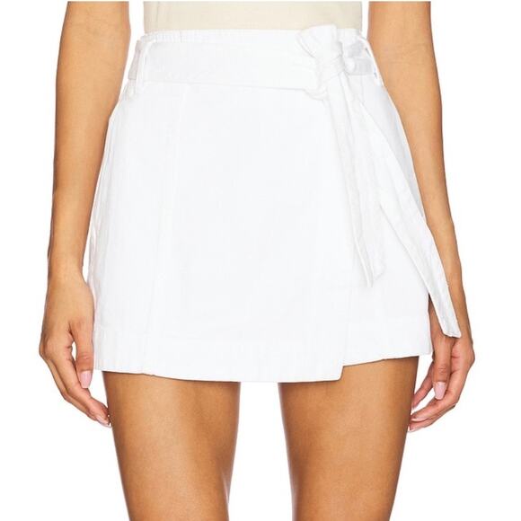 Veronica Beard Skort Agee White Cotton Denim Tie Belt Waist size 12 new - Picture 8 of 9